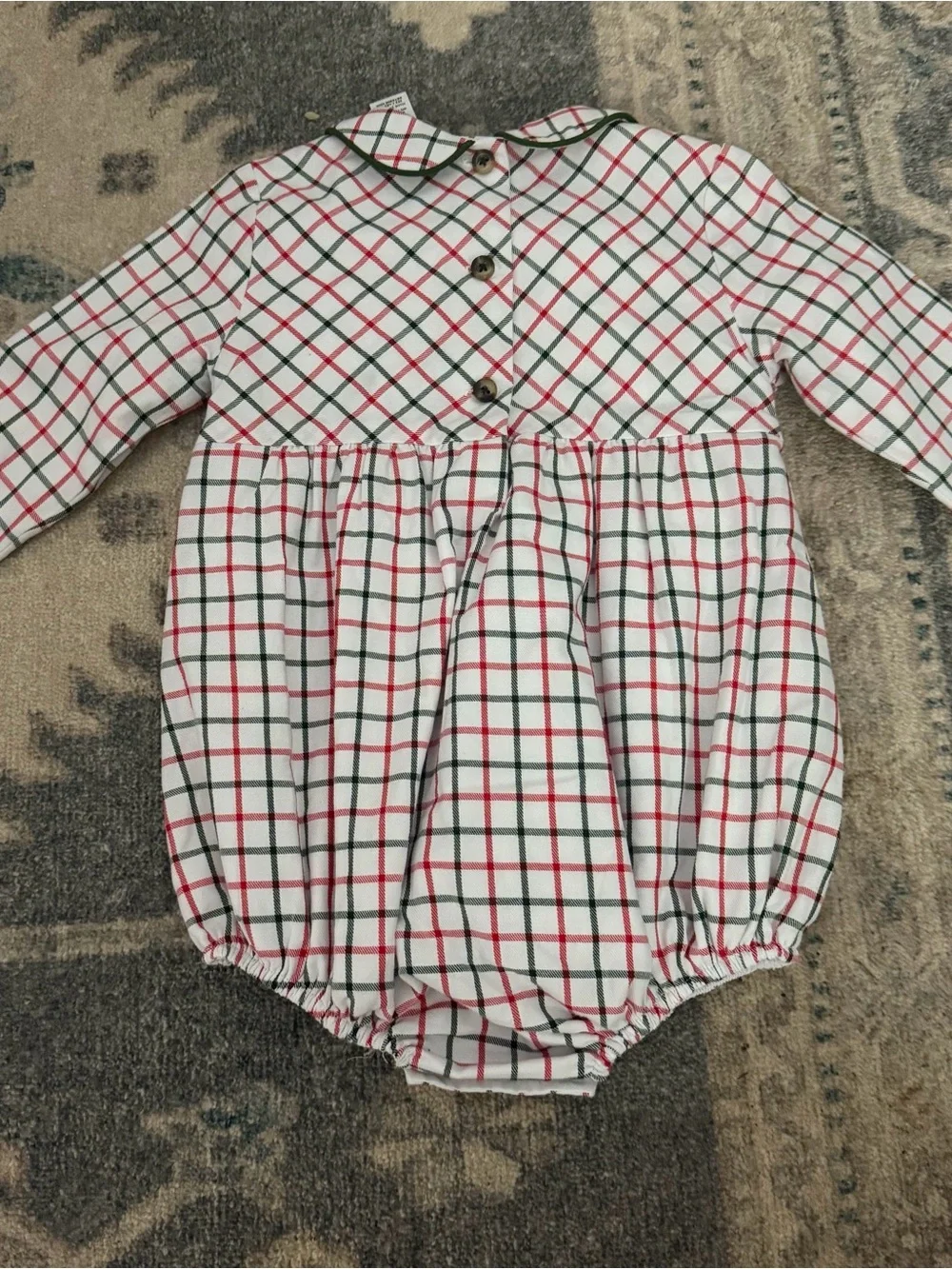 The Beaufort Bonnet Company White Plaid One-Piece with Red and Green Trim